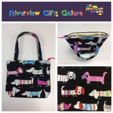 Medium Tote Bag with Zip- Dogs Black Medium Tote Bag with Zip- Dogs Black